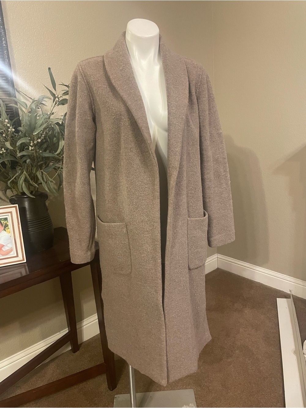 Aritzia The Group Babaton Long Open Front Women's Wool Coat in Taupe